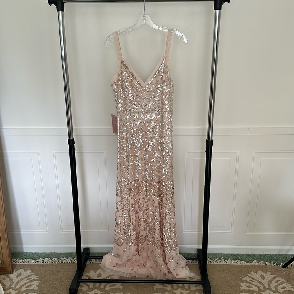 Needle and Thread Blush Ombré Sequin Gown